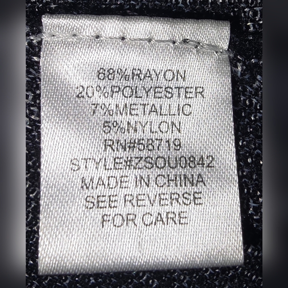 NY Collection Sweater Womens Plus Black & Gray Metallic 3/4 Sleeve Pullover 3X - Picture 5 of 7